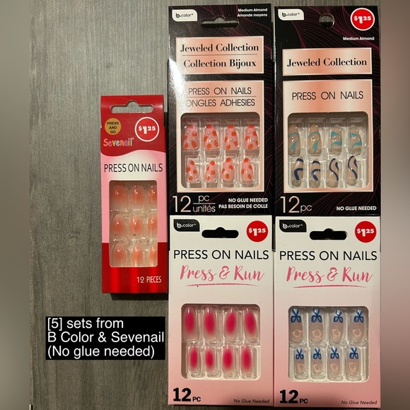 39 Press On Nails Bundle! Kiss impress Tip Beauty Sevenail and adhesive tabs NEW - Picture 4 of 5